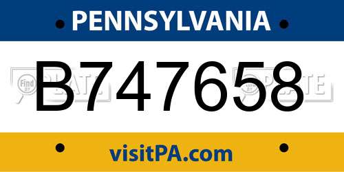 B747658 Pennsylvania License Plate