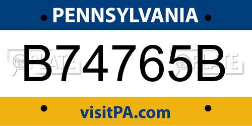 B74765B Pennsylvania License Plate