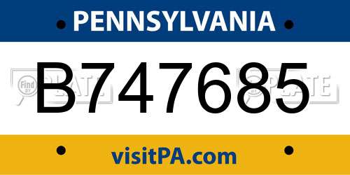 B747685 Pennsylvania License Plate