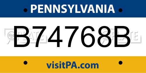 B74768B Pennsylvania License Plate