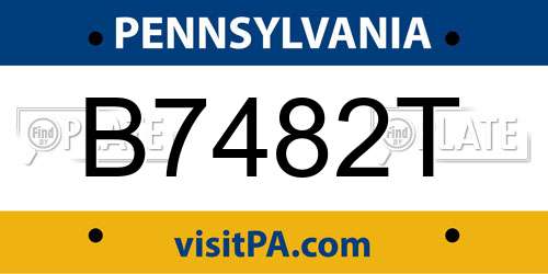 B7482T Pennsylvania License Plate