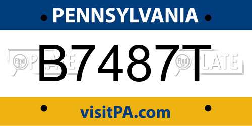 B7487T Pennsylvania License Plate