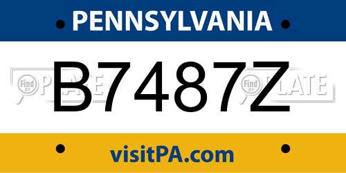 B7487Z Pennsylvania License Plate