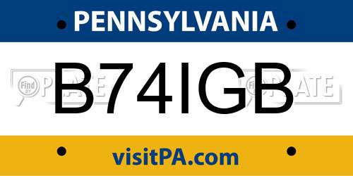B74IGB Pennsylvania License Plate