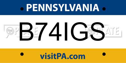 B74IGS Pennsylvania License Plate