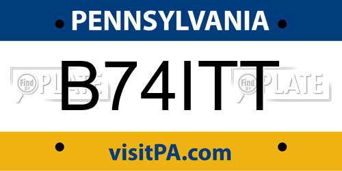B74ITT Pennsylvania License Plate