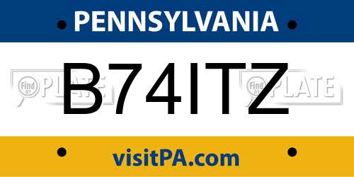 B74ITZ Pennsylvania License Plate