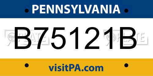 B75121B Pennsylvania License Plate