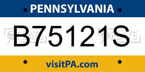 B75121S Pennsylvania License Plate