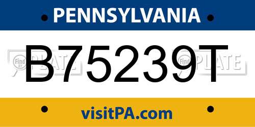 B75239T Pennsylvania License Plate