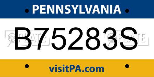B75283S Pennsylvania License Plate