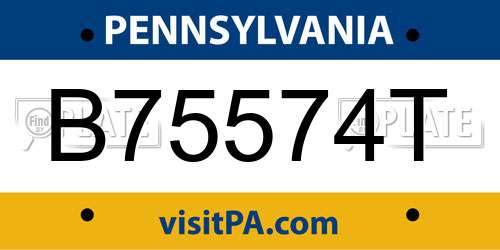 B75574T Pennsylvania License Plate