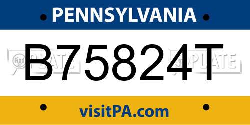 B75824T Pennsylvania License Plate