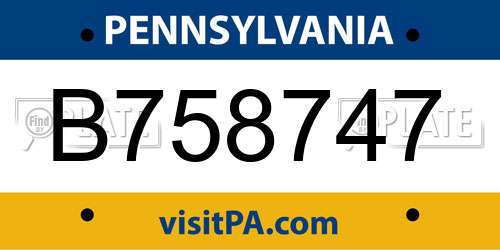 B758747 Pennsylvania License Plate