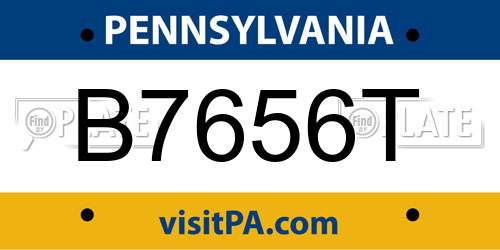 B7656T Pennsylvania License Plate
