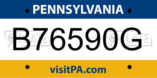 B76590G Pennsylvania License Plate
