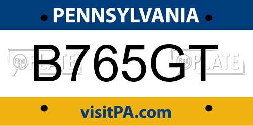 B765GT Pennsylvania License Plate