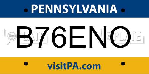 B76ENO Pennsylvania License Plate