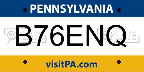 B76ENQ Pennsylvania License Plate