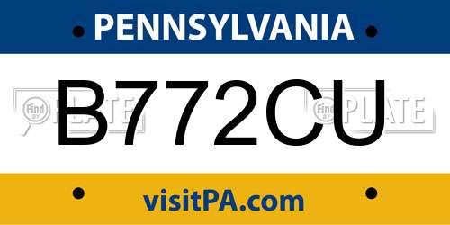 B772CU Pennsylvania License Plate