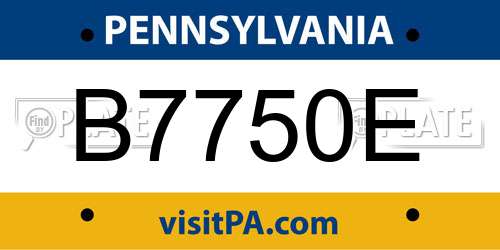 B7750E Pennsylvania License Plate