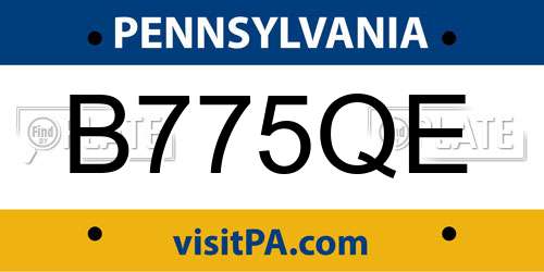 B775QE Pennsylvania License Plate
