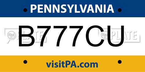 B777CU Pennsylvania License Plate