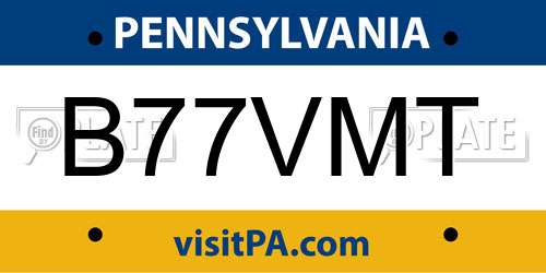 B77VMT Pennsylvania License Plate