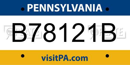 B78121B Pennsylvania License Plate
