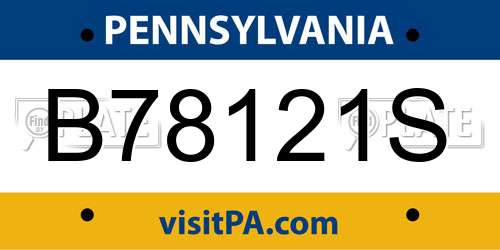 B78121S Pennsylvania License Plate
