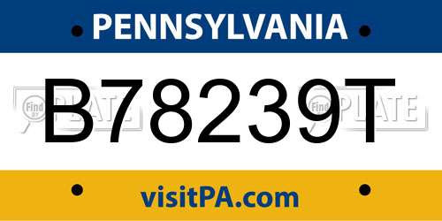 B78239T Pennsylvania License Plate