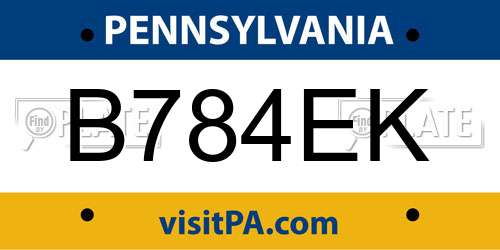 B784EK Pennsylvania License Plate