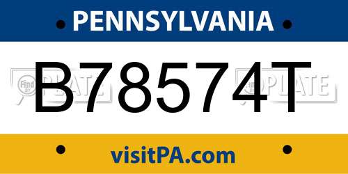 B78574T Pennsylvania License Plate