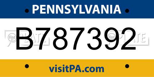 B787392 Pennsylvania License Plate
