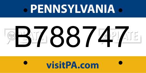 B788747 Pennsylvania License Plate