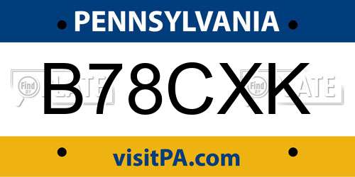 B78CXK Pennsylvania License Plate