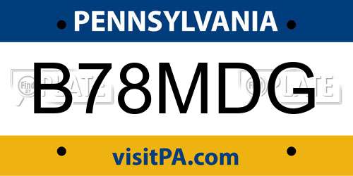 B78MDG Pennsylvania License Plate