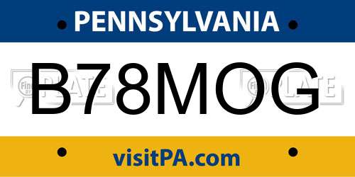 B78MOG Pennsylvania License Plate