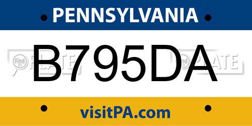 B795DA Pennsylvania License Plate