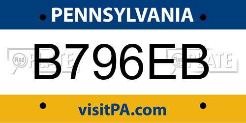B796EB Pennsylvania License Plate