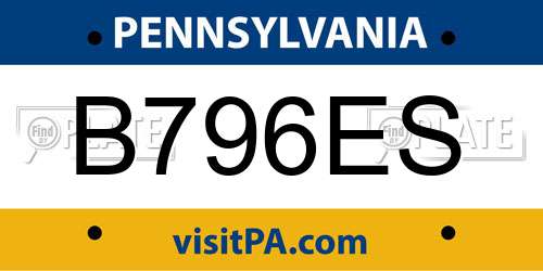 B796ES Pennsylvania License Plate