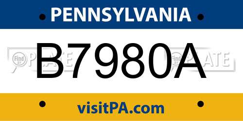 B7980A Pennsylvania License Plate