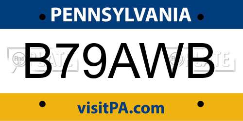 B79AWB Pennsylvania License Plate