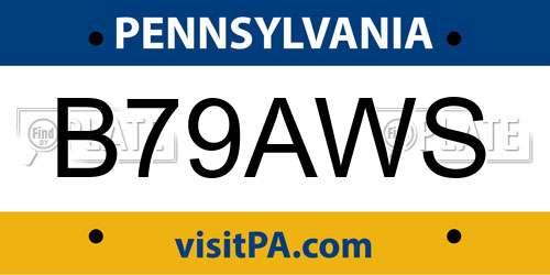 B79AWS Pennsylvania License Plate