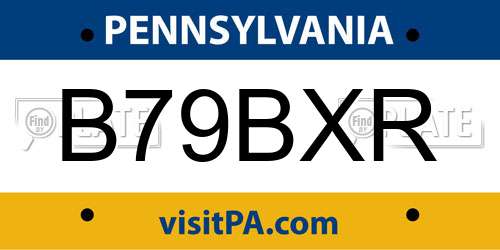 B79BXR Pennsylvania License Plate