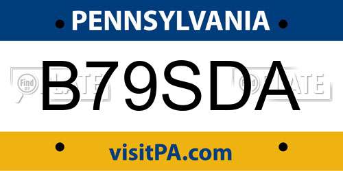 B79SDA Pennsylvania License Plate