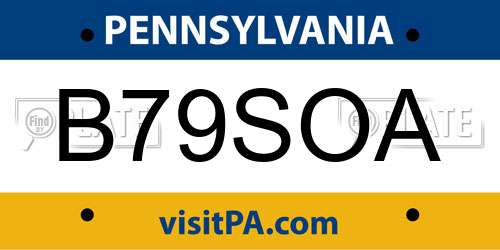 B79SOA Pennsylvania License Plate