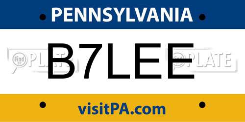B7LEE Pennsylvania License Plate