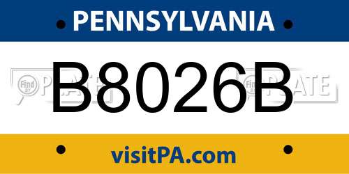B8026B Pennsylvania License Plate