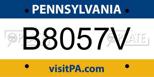 B8057V Pennsylvania License Plate